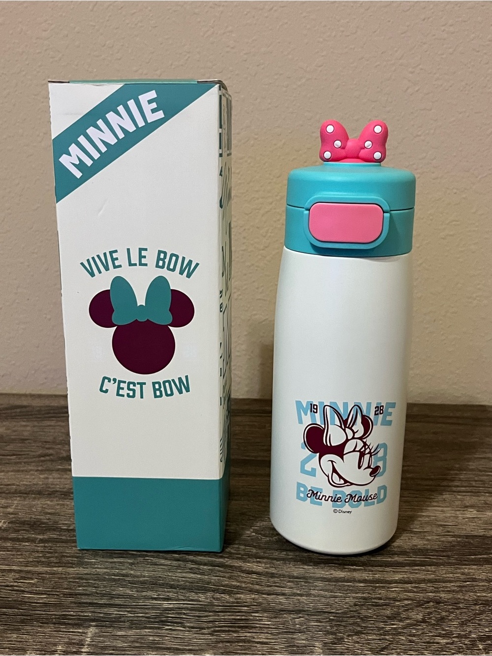 Disney Minnie Mouse Teal, Pink & White Insulated Kids Bottle